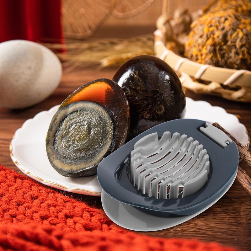 Navy Blue Egg Slicer and Cutter Kitchen Gadget for Hard Boiled Eggs and Mushrooms - Image 5