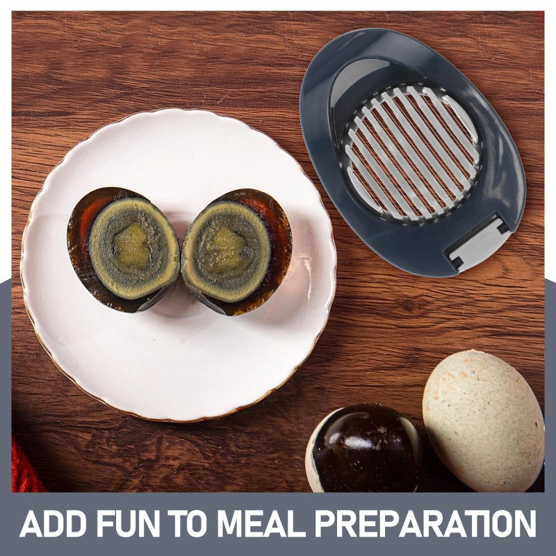 Navy Blue Egg Slicer and Cutter Kitchen Gadget for Hard Boiled Eggs and Mushrooms - Image 4