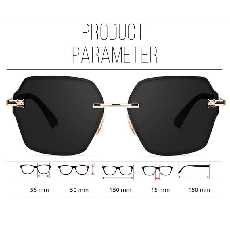 Dervin UV Protected Designer Rimless Oversized Sunglasses for Women - Image 5