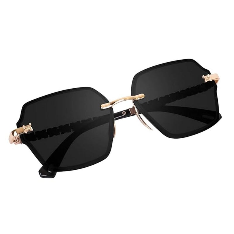 Dervin UV Protected Designer Rimless Oversized Sunglasses for Women - Image 3