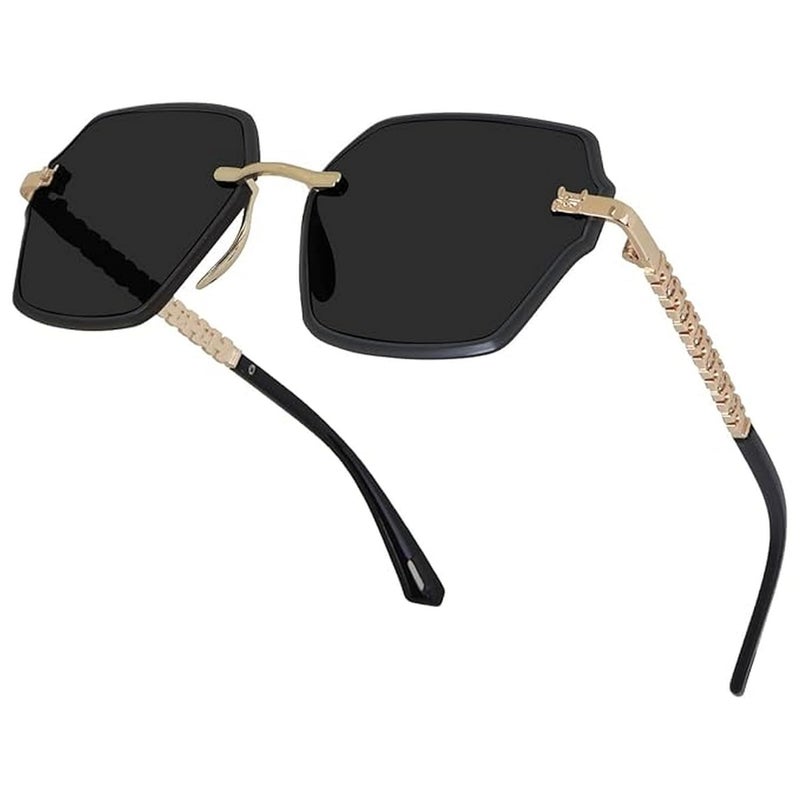 Dervin UV Protected Designer Rimless Oversized Sunglasses for Women - Image 4