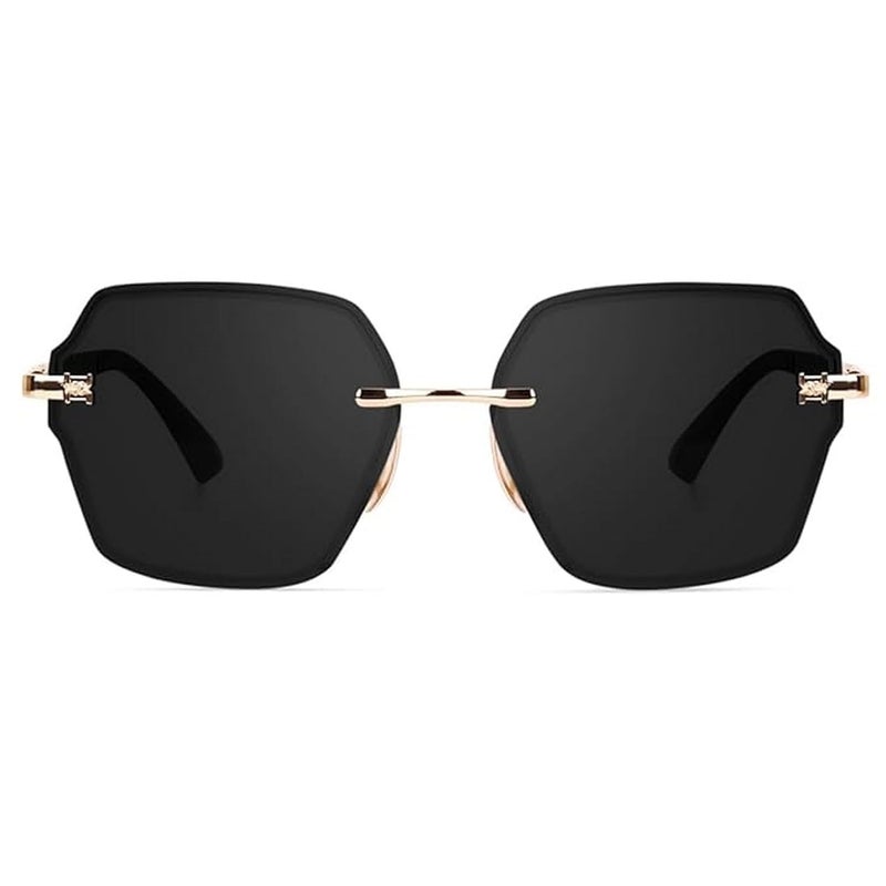 Dervin UV Protected Designer Rimless Oversized Sunglasses for Women - Image 2