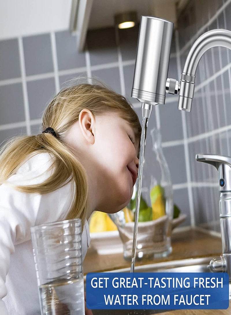 Y&D Faucet Water Filter 1200 Gallons Kitchen Purifier Stainless Steel Mount Filtration System Remove Chlorine Odor and Sediment Improve Taste 5-in-1 Function - Image 2