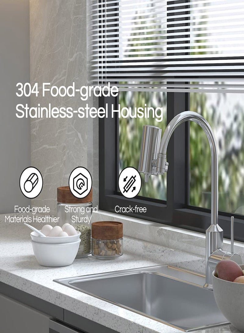 Y&D Faucet Water Filter 1200 Gallons Kitchen Purifier Stainless Steel Mount Filtration System Remove Chlorine Odor and Sediment Improve Taste 5-in-1 Function - Image 3