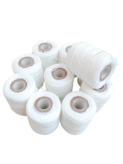 Hookcart 50 Gram Cotton Yarn Thread Roll Unbreakable for Flower Garland Making Knitting Crochet Embroidery and Other Crafts, White, Pack of 10 - Image 1