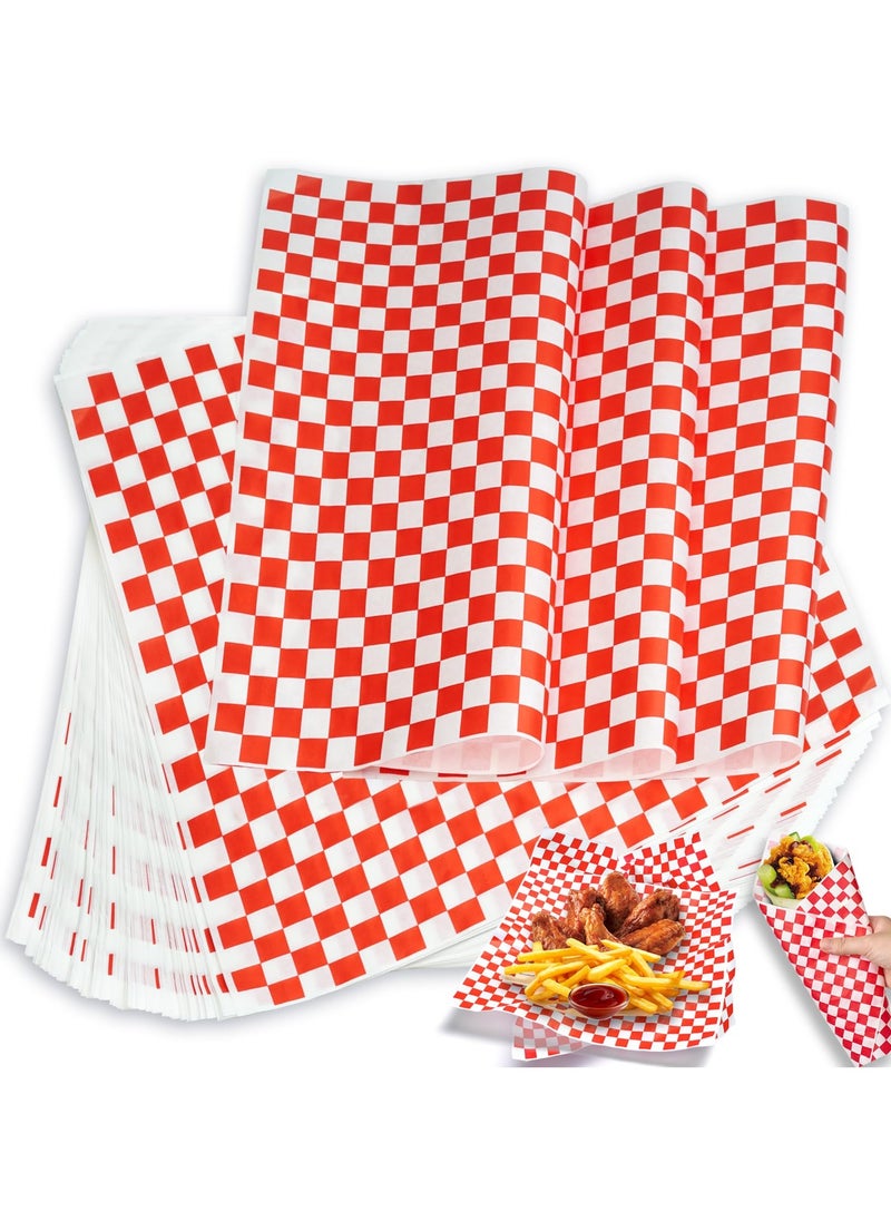 sokany 100PCS Wax Paper Sheets for Food, Ultra Grease Resistant Deli Paper Sheets, Must-Have Sandwich Wrapping Paper at School Lunches, Perfect Food Basket Liners for BBQ and Festival, 30x30cm (Red)  - Image 1
