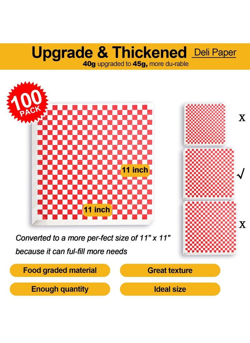 sokany 100PCS Wax Paper Sheets for Food, Ultra Grease Resistant Deli Paper Sheets, Must-Have Sandwich Wrapping Paper at School Lunches, Perfect Food Basket Liners for BBQ and Festival, 30x30cm (Red)  - Image 2