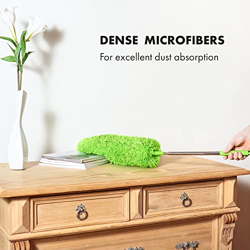 GÜTEWERK Extendable Microfiber Feather Duster, Feather Dusters for Cleaning, Ceiling Fan Dust and Cobweb Cleaner - Electrostatic Bendable Head - Set of 2 Replacement Heads - Image 2