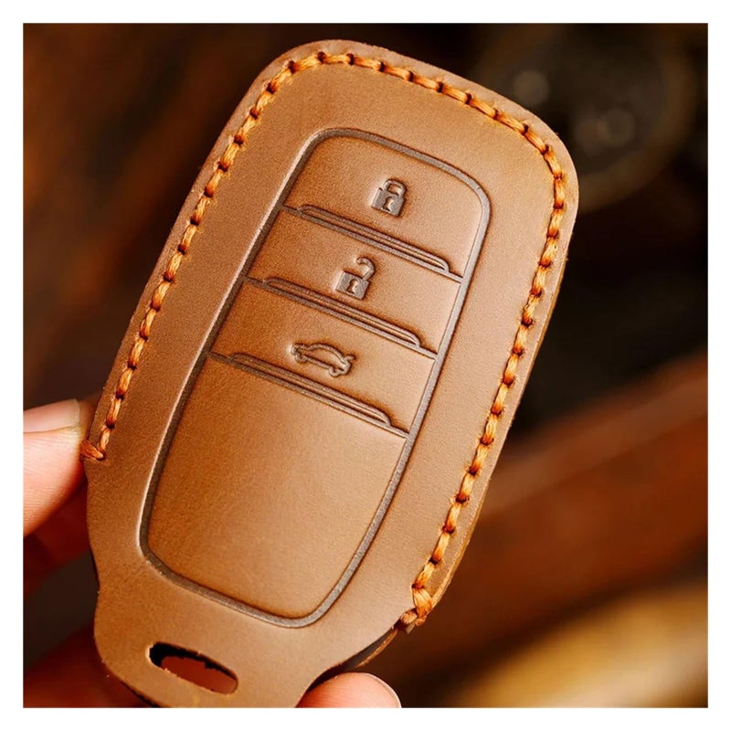 Brown Leather Key Fob Case Compatible For Toyota Land Cruiser 250 300 Prado 2024 2025 - Image 4