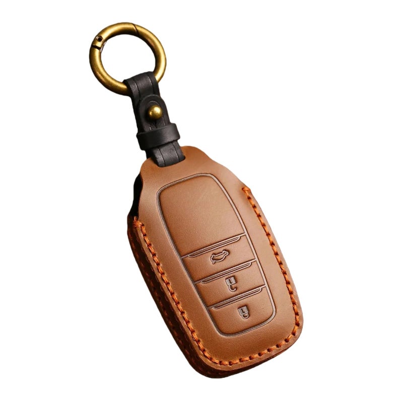 Brown Leather Key Fob Case Compatible For Toyota Land Cruiser 250 300 Prado 2024 2025 - Image 2