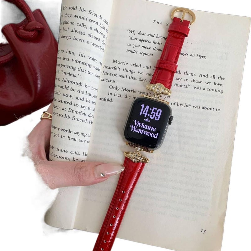 AD Brown Classic Leather Strap Smartwatch Band Compatible with Apple Watch with Adjustable Fit Replacement Strap for Daily Wear - Image 3