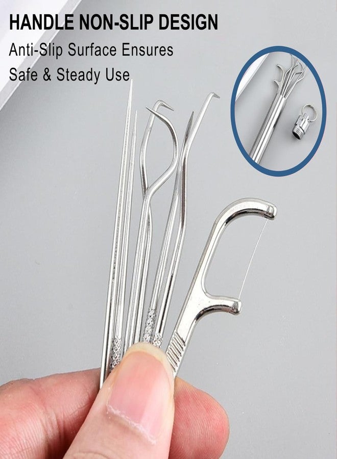 Solitude 7 in 1 Teeth Cleaning Tool Kit | Portable Stainless Steel Dental Tools for Outdoor Camping, Travel, and Braces Maintenance | Toothpicks Pocket Set with 50 Pieces Dental Floss - Image 5