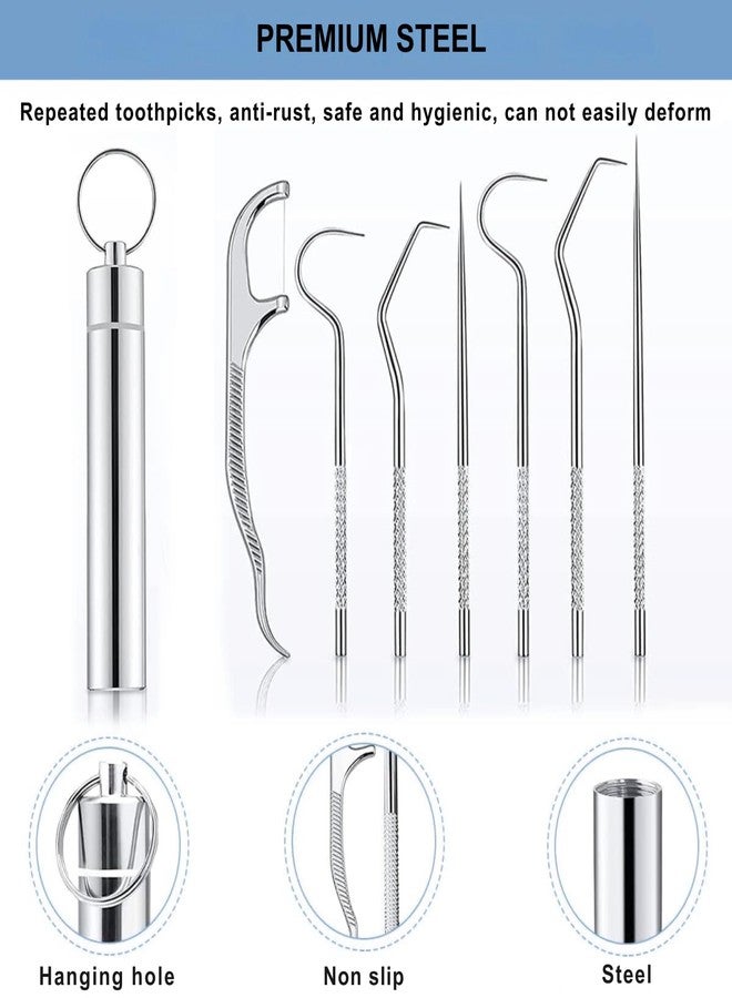 Solitude 7 in 1 Teeth Cleaning Tool Kit | Portable Stainless Steel Dental Tools for Outdoor Camping, Travel, and Braces Maintenance | Toothpicks Pocket Set with 50 Pieces Dental Floss - Image 3