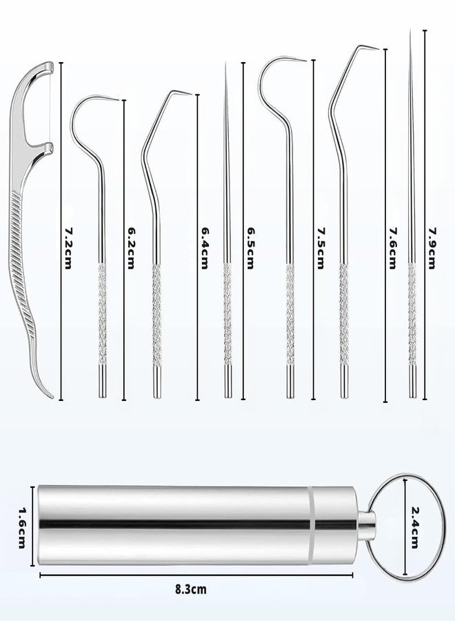 Solitude 7 in 1 Teeth Cleaning Tool Kit | Portable Stainless Steel Dental Tools for Outdoor Camping, Travel, and Braces Maintenance | Toothpicks Pocket Set with 50 Pieces Dental Floss - Image 2