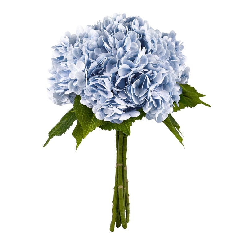 Yatim 21In Blue Artificial Hydrangea Flowers 5 Pcs Real Touch 3D Print Latex Flowers for Wedding Centerpieces Bouquets DIY Floral Decor Home Decoration with Stems