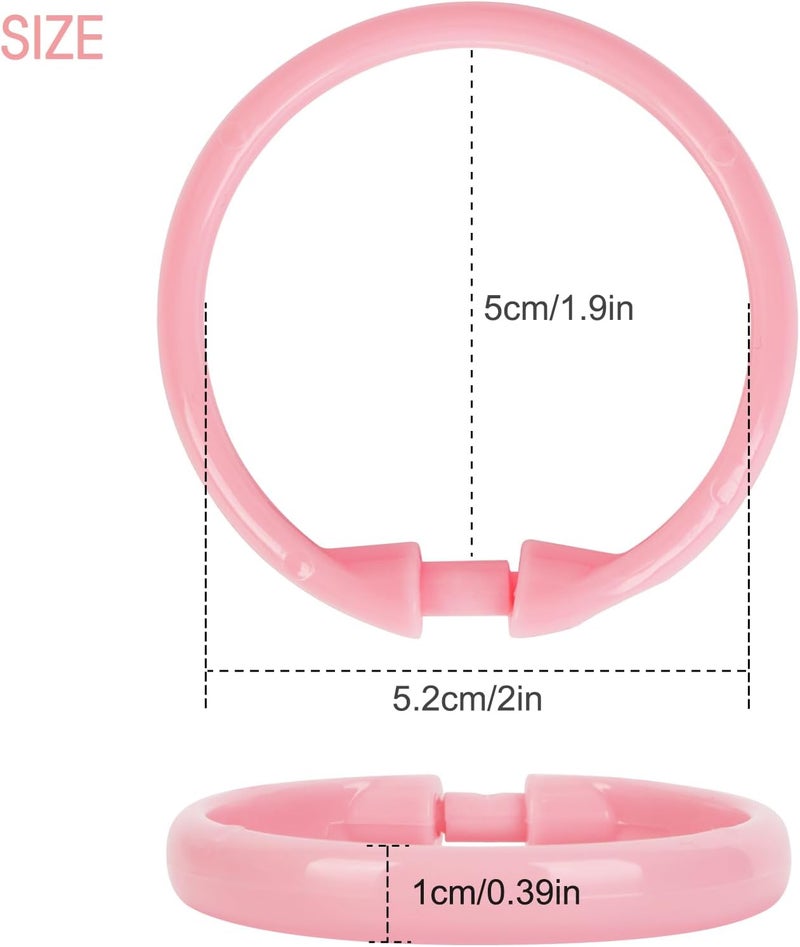 Qulable Pink Shower Curtain Hooks - 12 Pcs Circular Plastic Shower Curtain Rings for Bathroom - O Shaped Light Pink Shower Hooks Rings for Shower Curtain Rod - Image 5