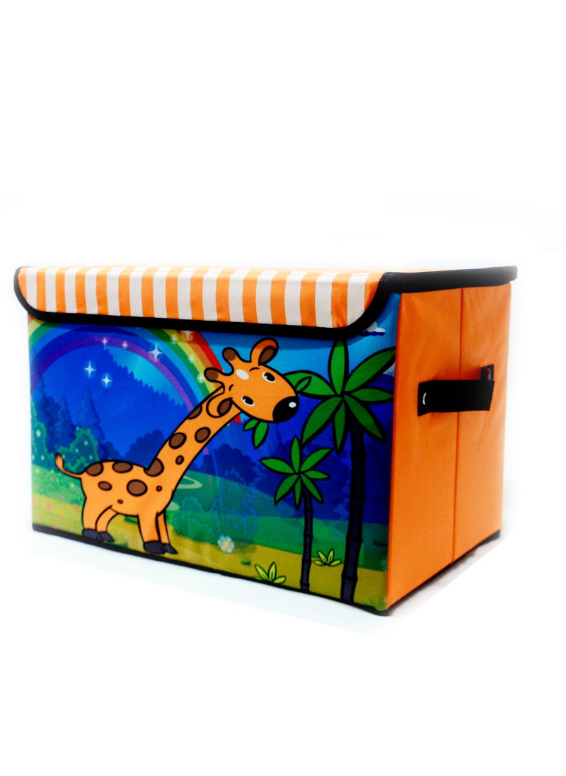 TARZ Foldable Large Kids Toy Chest with Flip-Top Lid, Collapsible Fabric Animal Toy Storage Organizer/Bin/Box/Basket/Trunk with Lid for Toddler with Lid Children and Baby Nursery (Giraffe)  - Image 1