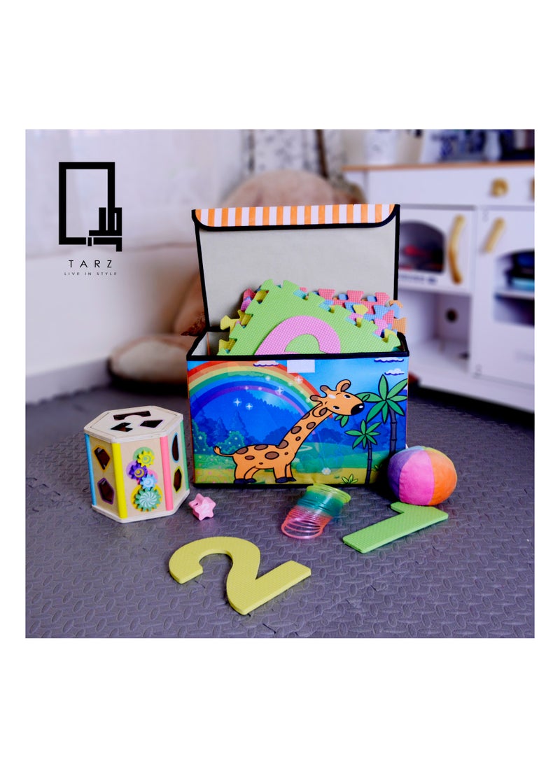 TARZ Foldable Large Kids Toy Chest with Flip-Top Lid, Collapsible Fabric Animal Toy Storage Organizer/Bin/Box/Basket/Trunk with Lid for Toddler with Lid Children and Baby Nursery (Giraffe)  - Image 4