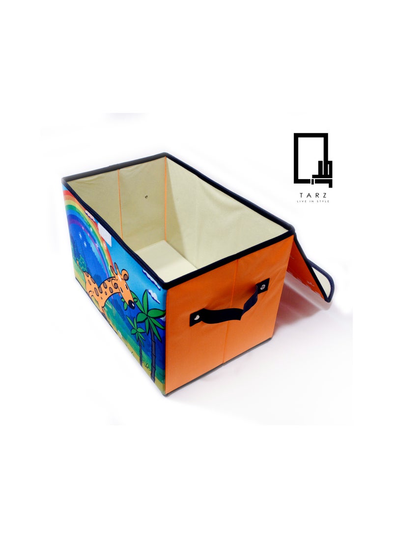 TARZ Foldable Large Kids Toy Chest with Flip-Top Lid, Collapsible Fabric Animal Toy Storage Organizer/Bin/Box/Basket/Trunk with Lid for Toddler with Lid Children and Baby Nursery (Giraffe)  - Image 2