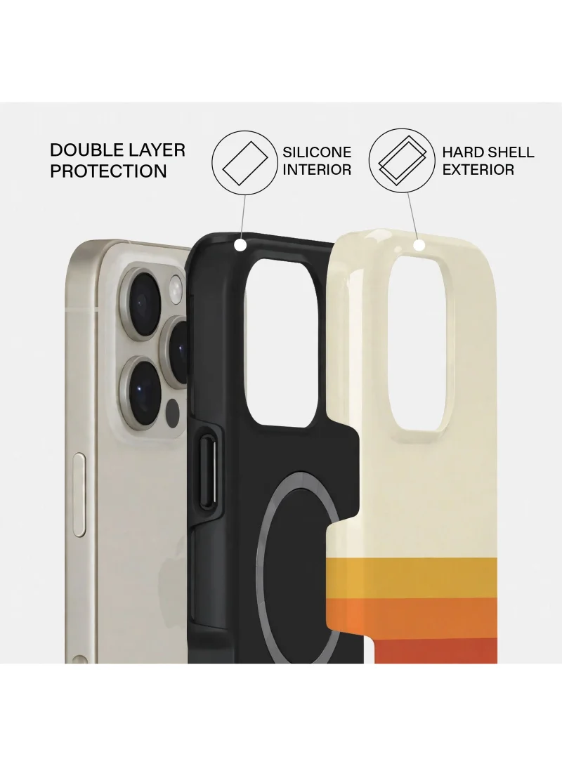 Mobcos iPhone 16 Pro Max Sunset Stripe Premium Case Compatible with Hybrid Dual-Layer Hard Shell + Silicone Protection - Scratch-Resistant Shockproof Mobile Cover