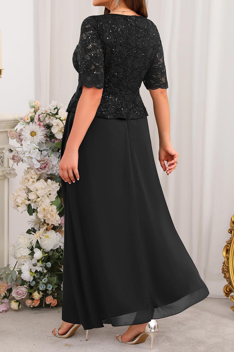 Talisea Plus Size Formal Dresses Black Mother of The Bride Evening Gowns Wedding Guest Sequin Lace Bodice Long Dress for Women - Image 3