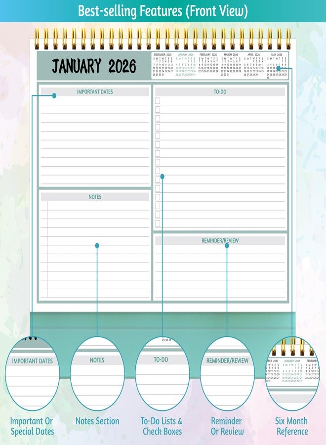 BowCuk Desk Calendar 2026 - Standing Flip Desktop Calendar 2026, 12 Months(January 2026 - December 2026), 11" x 8.5", Large with Notes, To-dos, Yearly Overview, Thick Paper, Great for Easy Planning - Image 4