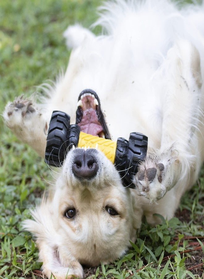 تونكا لعبة تونكا أكسل تريد للكلاب مع وعاء تغذية تفاعلي، خفيفة الوزن، متينة ومقاومة للماء، 7 بوصات، مناسبة للسلالات المتوسطة/الكبيرة، وحدة واحدة، أصفر/أسود - Image 2