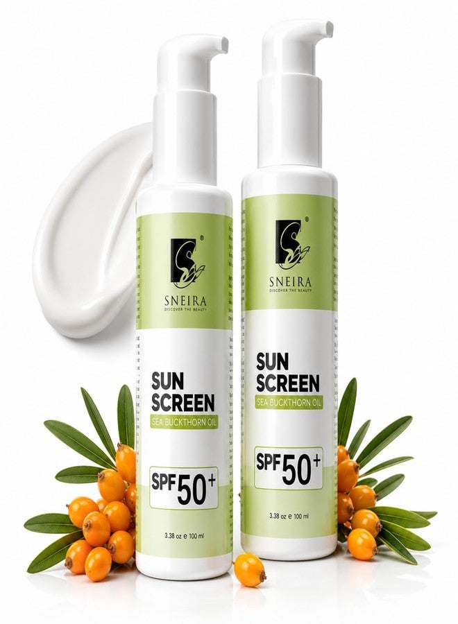 SNEIRA Sea Buckthorn Oil Sunscreen SPF 50+ 200ml | Broad Spectrum UVA UVB Sun Protection for Face-Body |Fast Absorbing No White Cast Sunscreen | Water Resistant Daily Use for All Skin| Men-Women - Image 1