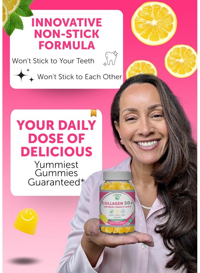 Lunakai USA Made Collagen Gummies for Women & Men Over 50, Biotin & Vitamin C, Supports Skin Elasticity, Hair & Nail Strength, Joint Support, 60ct - Image 3