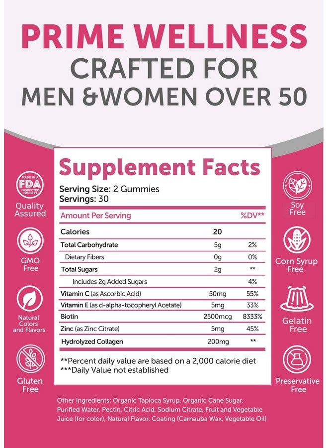 Lunakai USA Made Collagen Gummies for Women & Men Over 50, Biotin & Vitamin C, Supports Skin Elasticity, Hair & Nail Strength, Joint Support, 60ct - Image 5