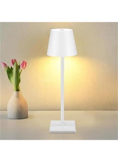 HOOKOR Cordless Table Lamp,Portable LED Desk Lamp Battery Operated Table Light 5000mAh 3 Color Dimming Rechargeable White Touch Lamps for Bedrooms Restaurant Bedroom Bars Camping (White)  - Image 1
