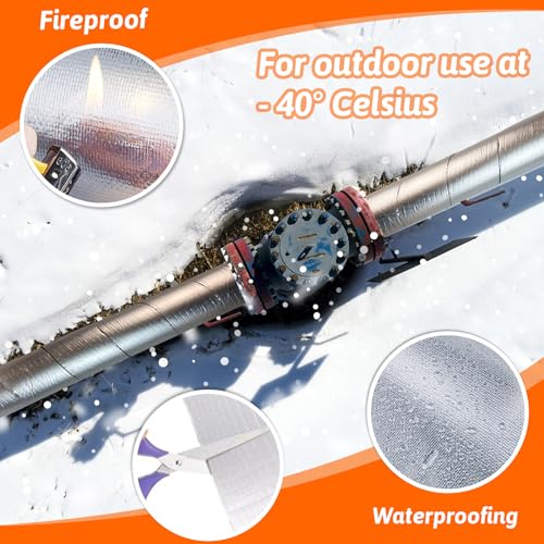 FUYITE Pipe Insulation Tape Roll, 2.5" Wide X 32.8 Ft Outdoor Pipe Foam Insulation Tape with Aluminum Foil, Self Adhesive Pipe Insulation Wrap for Hot and Cold Water Pipe Insulation in Winter - Image 2