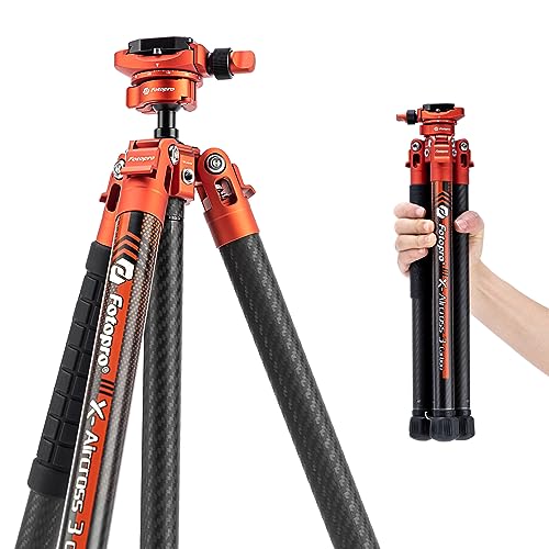 Fotopro Carbon Fiber Tripod 1.7lbs Ultralight 62 Inch Portable Compact Travel Tripod for Camera DSLR Load up to 22lbs X-Aircross 3 Lite Orange - Image 1