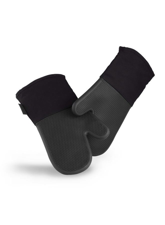 HexClad Silicone Oven Mitt Set, 2-Pack, Heat Resistant to 500ºF, Black - Image 1