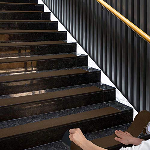 ONTWIE 2 Inch X 30 Foot Non Slip Safety Grip Tape for Stairs Steps Non Skid Tread High Traction Friction/Strong Grip Abrasive Adhesive Hazard Caution Tape- Brown (2" Width, Brown)… - Image 4