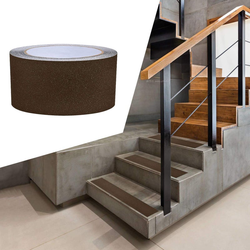 ONTWIE 2 Inch X 30 Foot Non Slip Safety Grip Tape for Stairs Steps Non Skid Tread High Traction Friction/Strong Grip Abrasive Adhesive Hazard Caution Tape- Brown (2" Width, Brown)… - Image 3