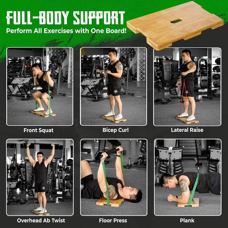 SIEUSALEVN (Patent: D1088151) Wood Fitness Board, Exercise Platform or Wooden Exercise Board for Resistance Band Exercises, Resistance Band Workout, Stretching, Strength, Flexibility and Balance for Body HomeGym - Image 3