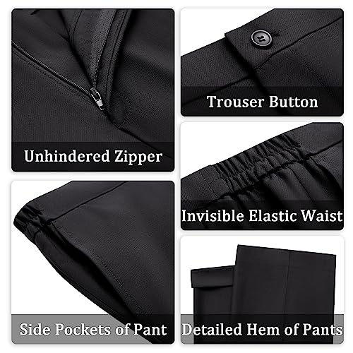 Kelyaa Women's 2 Piece Suit Lady 2 Button Notched Lapel Business Work Office Slim Fit Blazer Jacket Pants Set Black - Image 4