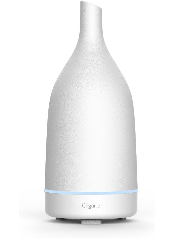 Cliganic - Cliganic Ceramic Aromatherapy Diffuser for Essential Oils (White) - 7 Color Lights, Cool Mist, Auto Shut Off for Home & Office - Image 1
