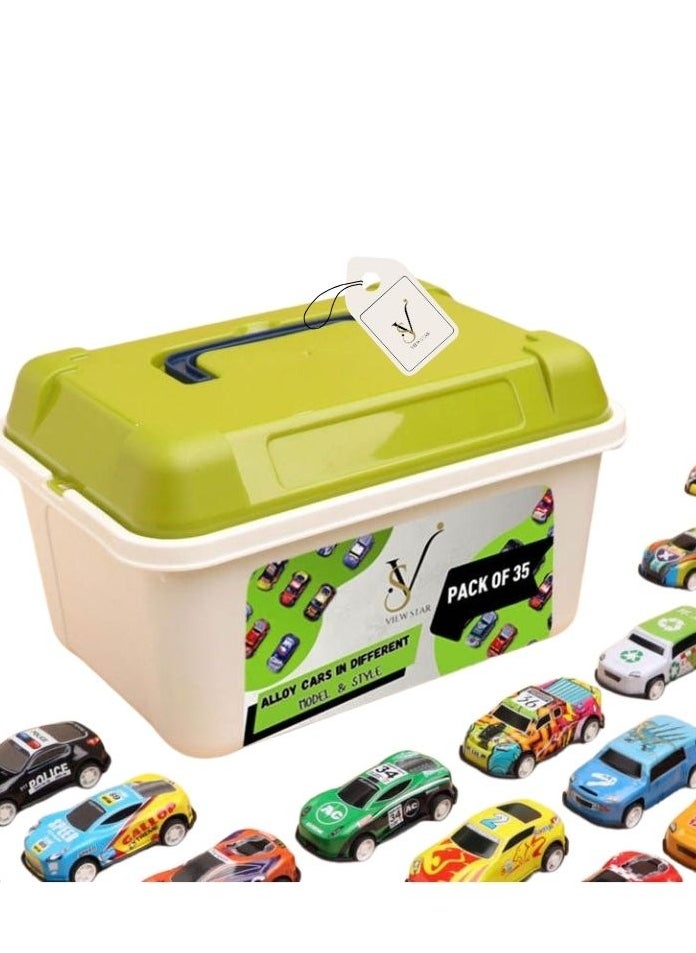 VIEW STAR Viewstar Pack of 35 Pull Back Metal Toy Cars - Mini Sports Cars for Kids, Car Toys For Boys & Girls - Random Model & Colors cars For Children - Sports Pull Back Cars  - Image 1