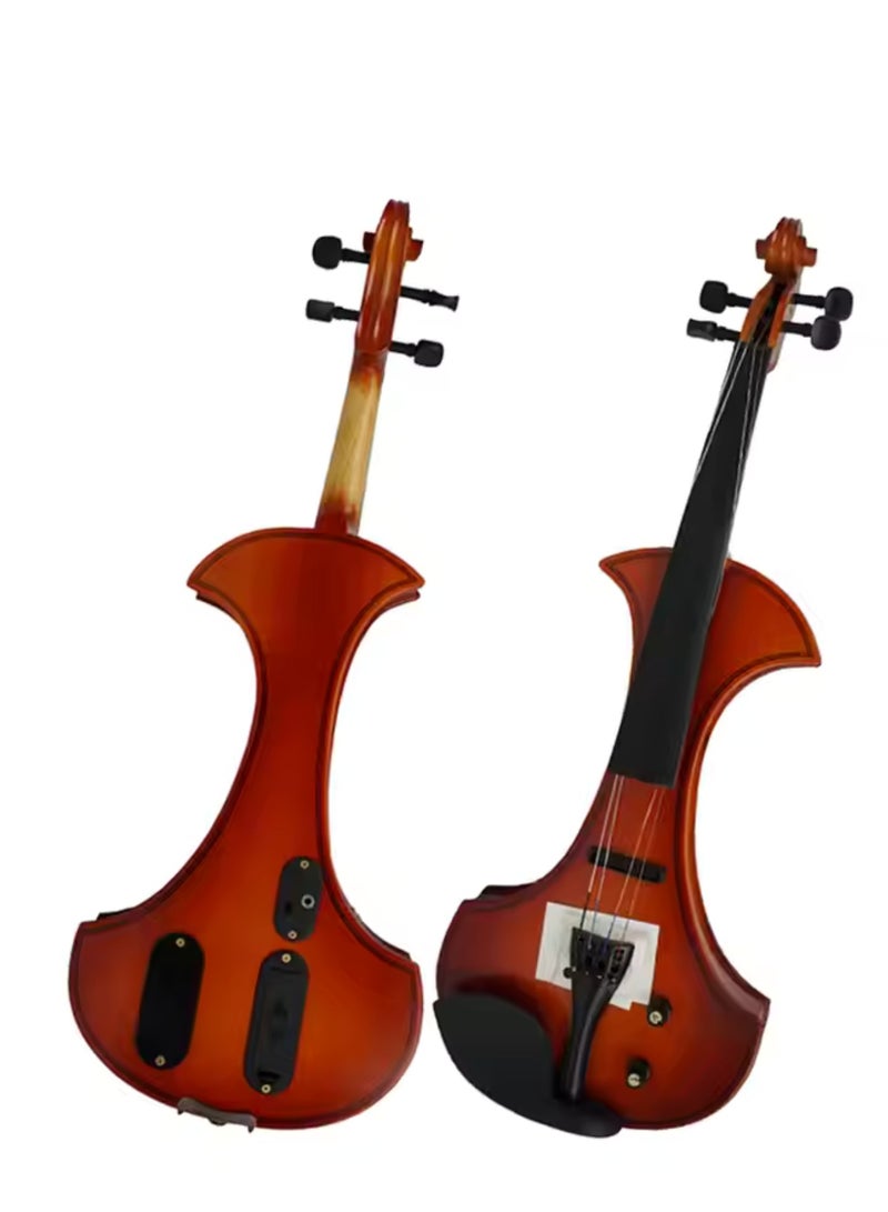 Megarya MegArya 4/4 Full Size Electric Silent Violin Set – Ideal for Beginner Adults and Teens – Crafted from Solid Maple Wood with Ebony Fittings, this Metallic Mahogany Violin Offers Quiet Practice with a Sleek Electronic Design.  - Image 1