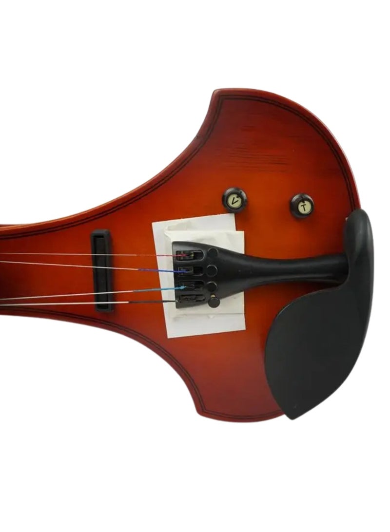 Megarya MegArya 4/4 Full Size Electric Silent Violin Set – Ideal for Beginner Adults and Teens – Crafted from Solid Maple Wood with Ebony Fittings, this Metallic Mahogany Violin Offers Quiet Practice with a Sleek Electronic Design.  - Image 3