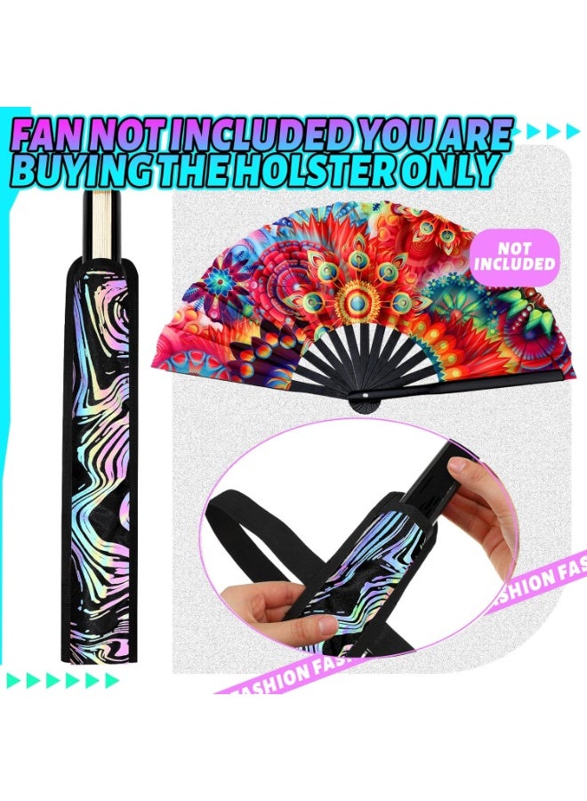 KASTWAVE Summer Rave Fan Holster Rave Fan Holder Folding Hand Fan Pouch Foldable Fan Sleeves with Waist Belt for Thigh Party - Vortex Style  - Image 2