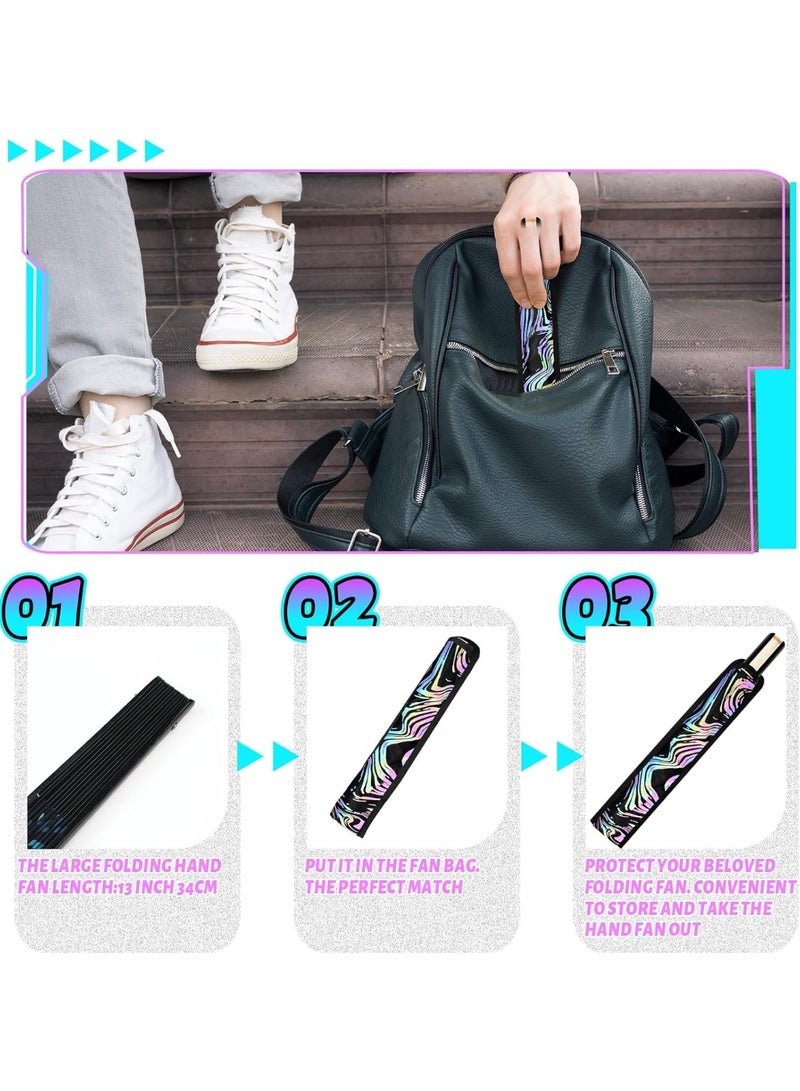 KASTWAVE Summer Rave Fan Holster Rave Fan Holder Folding Hand Fan Pouch Foldable Fan Sleeves with Waist Belt for Thigh Party - Vortex Style  - Image 4