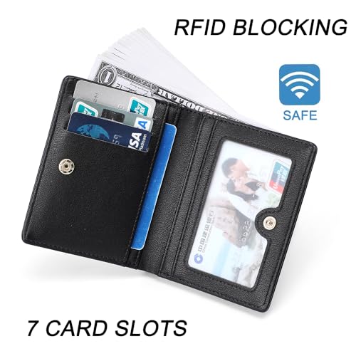 Altally Small Women Wallet RFID Blocking Bifold Pocket Wallet Slim Compact Ladies Purse Mini Wallets For Women (Black) - Image 3
