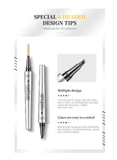 QIC Eyebrow Tattoo Pen Long Lasting 4 Tip Eyebrow Pen Smudgeproof Liquid Eyebrow Pencil Eye Makeup for Women and Girls No.05 (Smoky Gray)  - Image 5