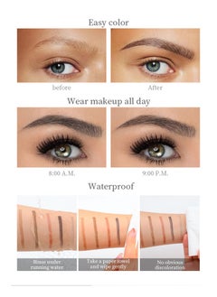 QIC Eyebrow Tattoo Pen Long Lasting 4 Tip Eyebrow Pen Smudgeproof Liquid Eyebrow Pencil Eye Makeup for Women and Girls No.05 (Smoky Gray)  - Image 2