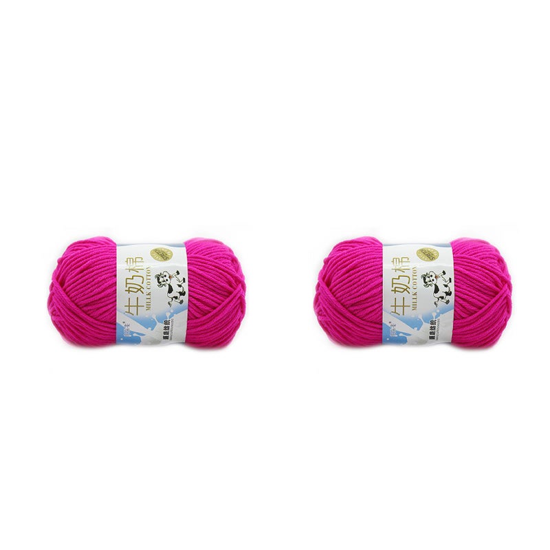 2pcs 50g Cotton Yarn Cotton Chunky Hand-woven Crochet Knitting Yarn Warm Yarn for Hats Scarves DIY (Rose ) - Image 1