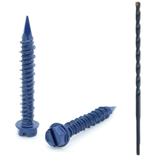 BCP Fasteners 100 Qty 1/4" x 1-3/4" Hex Head Diamond Tip Concrete Screws to Anchor Masonry, Block & Brick with Drill Bit Included (BCP499) - Image 1
