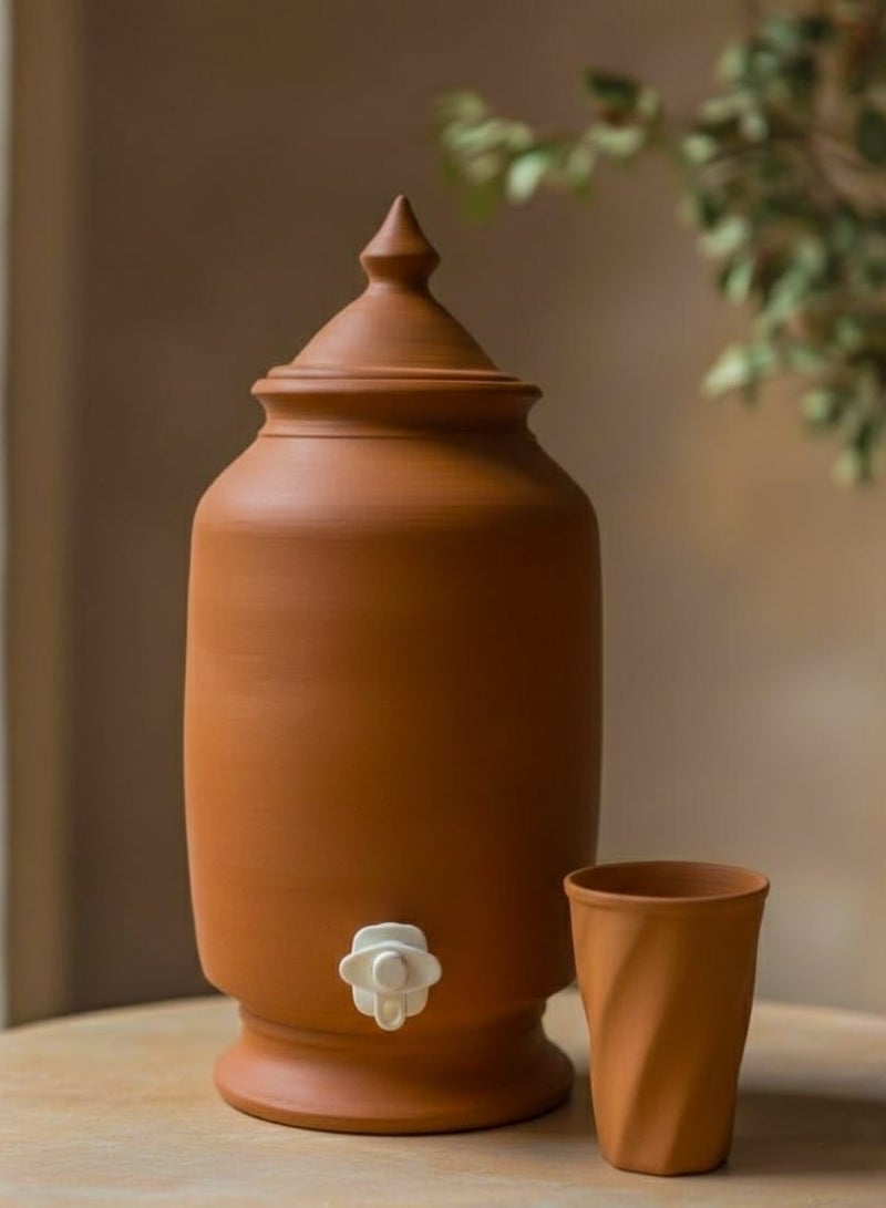 زير فخاري مزود بصنبور مع كوب - Image 1